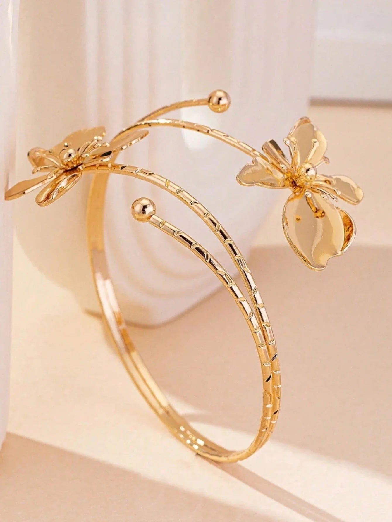 Minimalist Gold Geometric Cuff Bracelet