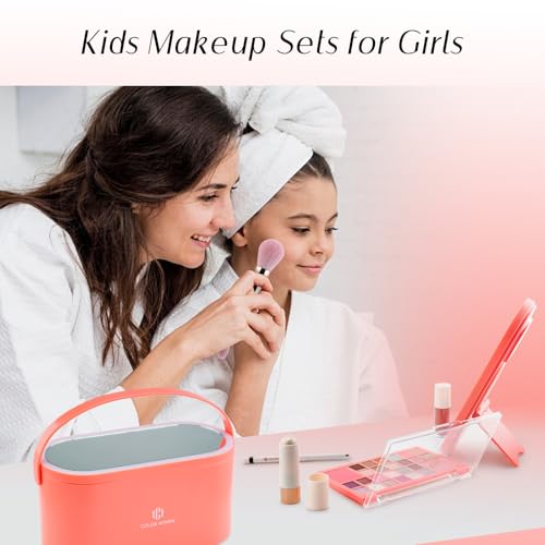 Color Nymph Makeup for Kids丨Kids Makeup Sets for Girls with LED Mirror, Makeup Kit for Teens Non-Toxic with 26-Color Vegan Face Palette Highlighter Lipgloss Eyeliner Brush