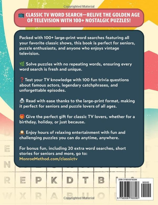 "A Blast From The Past" Classic TV Large Print Word Search: 100 Big Font Wordfind Puzzles for Adults & Seniors - Relive Sitcoms, Talk Shows & TVβs Golden Age from the 1950s-1990s (Classic Gifts)