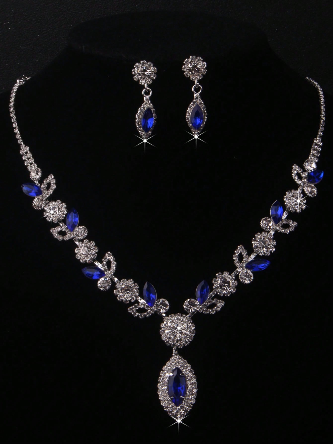 Deluxe Blue Rhinestone Jewelry Set