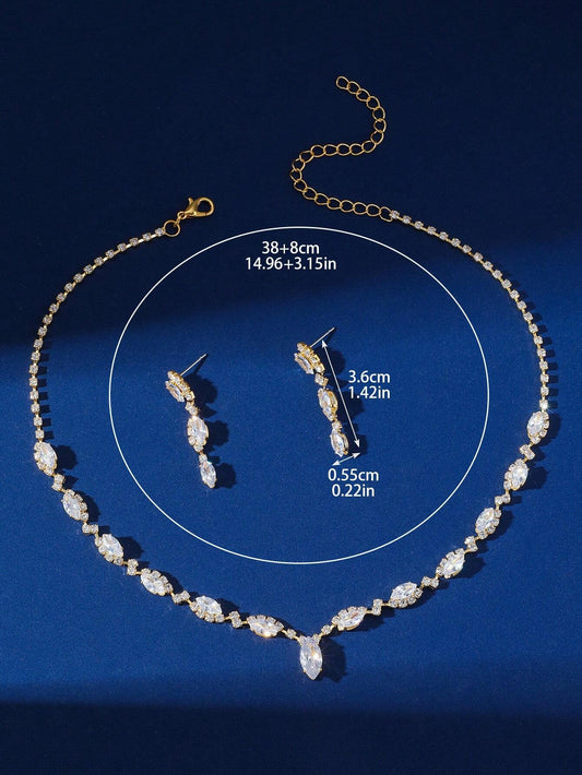 Elegant Gold Crystal Jewelry Set