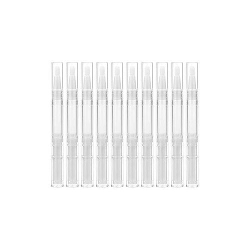 10 Pieces 3ml Transparent Twist Pens, Cuticle Oil Pen Empty Nail with Brush Tip Cosmetic Lip Gloss Container Applicators Eyelash Growth Liquid Tube 1 Pack Transfer Pipettes