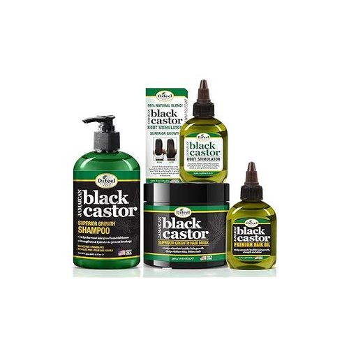 "Difeel Superior Growth Shampoo, Hair Mask, Root Stimulator & Oil Set - , 12 oz 2.5 Natural Ingredients, Sulfate Free, Black, Unisex Adult"