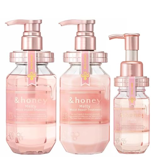 &honey Melty Moist Repair Shampoo, Treatment & Hair Oil Set + Free Hair Tie