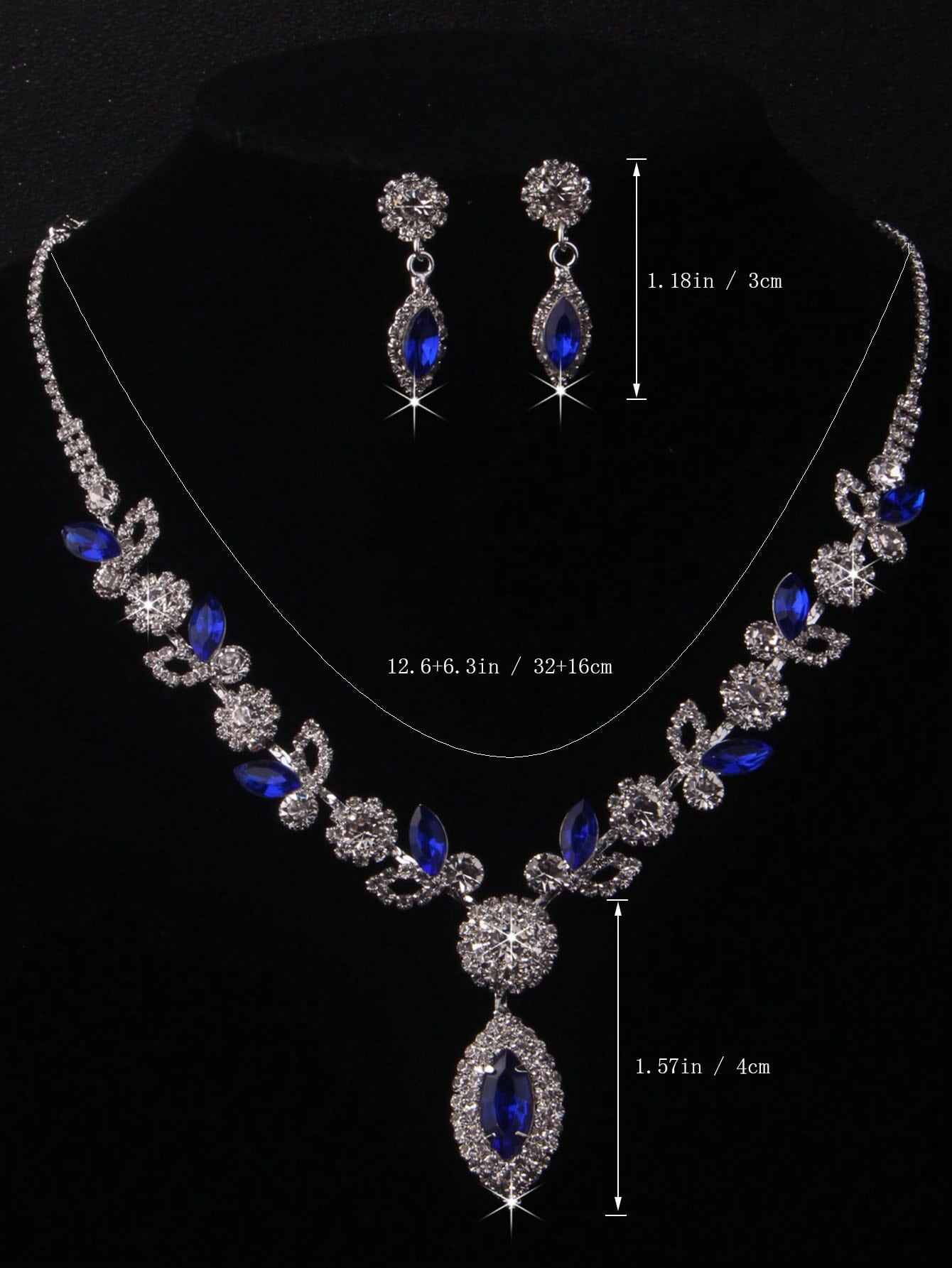 Deluxe Blue Rhinestone Jewelry Set