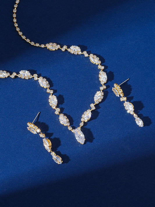 Elegant Gold Crystal Jewelry Set