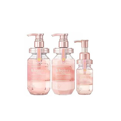 &honey Melty Moist Repair Shampoo, Treatment & Hair Oil Set + Free Tie